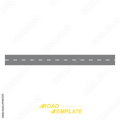 Template straight road on a white background. Flat vector illustration EPS 10