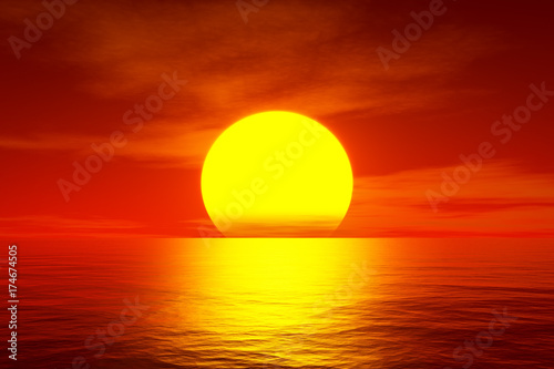 red sunset over the ocean © magann