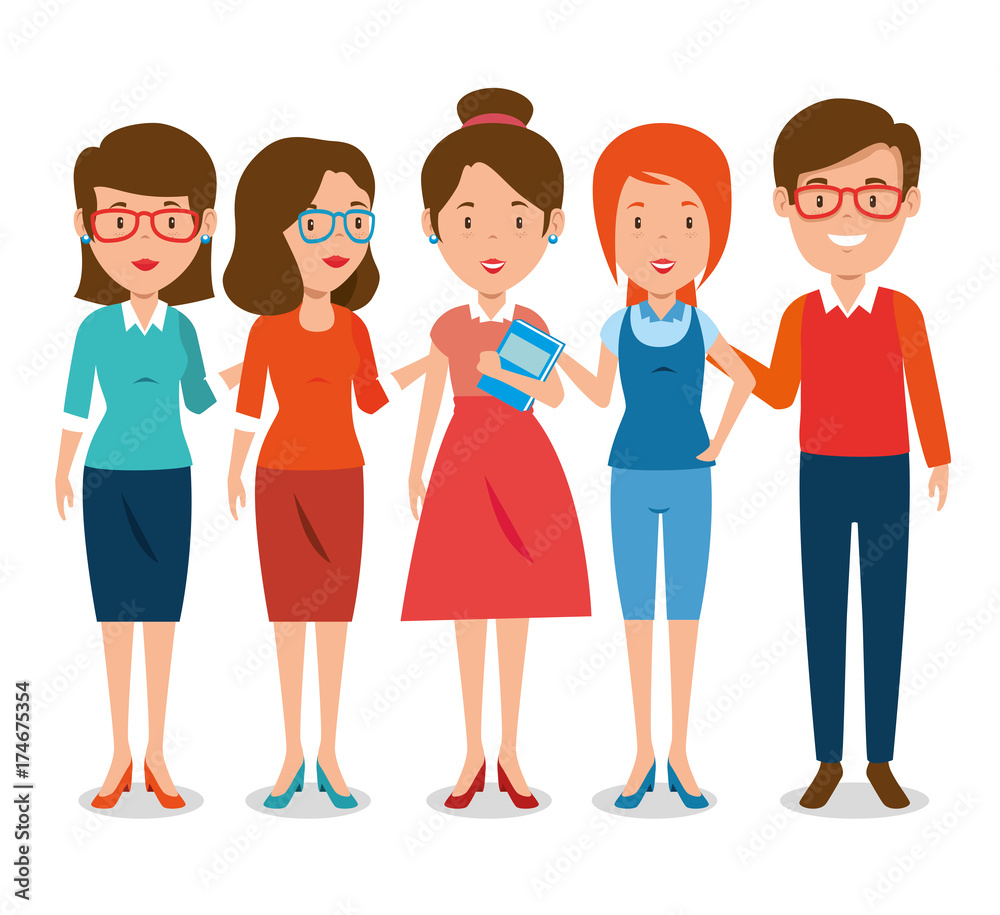Fototapeta premium group of teachers cartoon