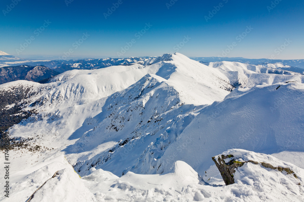 main mountain ridge with Dumbier hill, Low Tatras, Slovakia