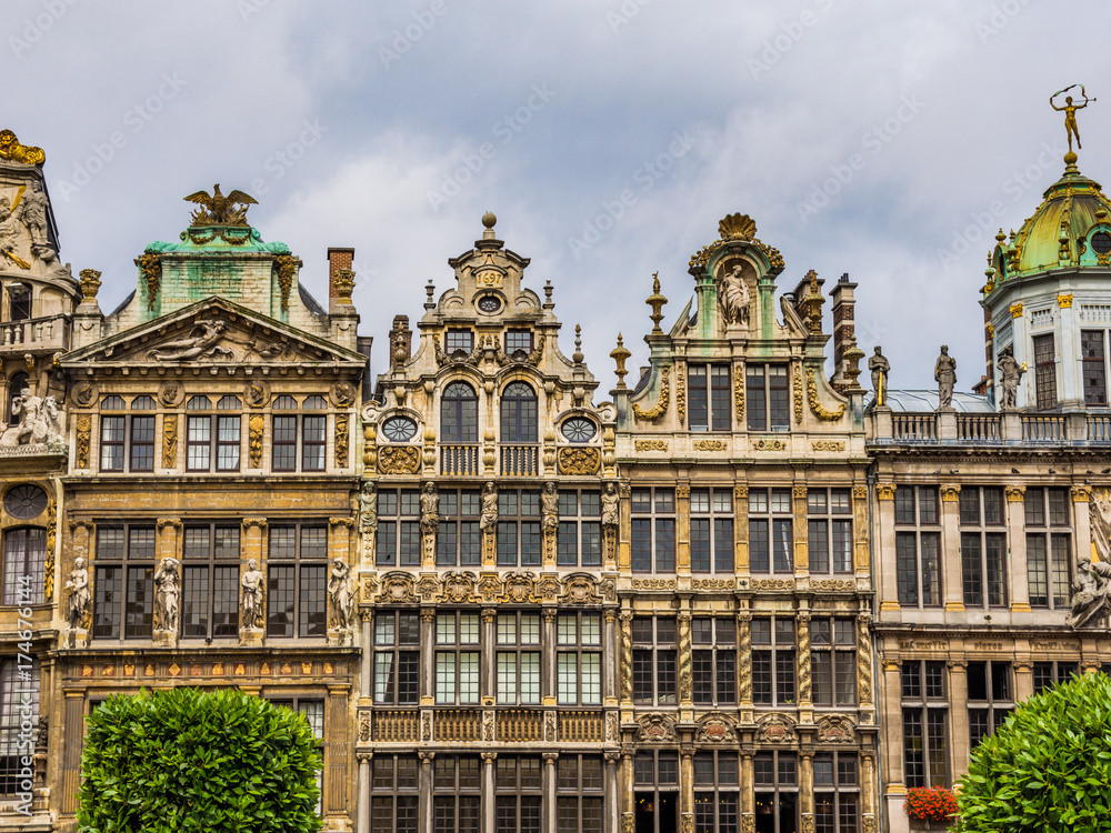 Guildhalls in the Grand Place of  Brussels, Belgium.