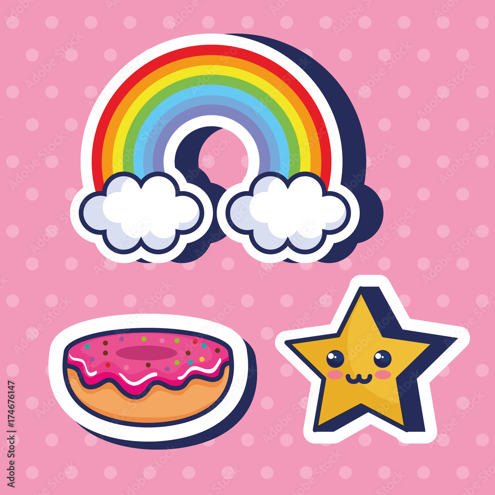 cute pop art icons vector illustration design