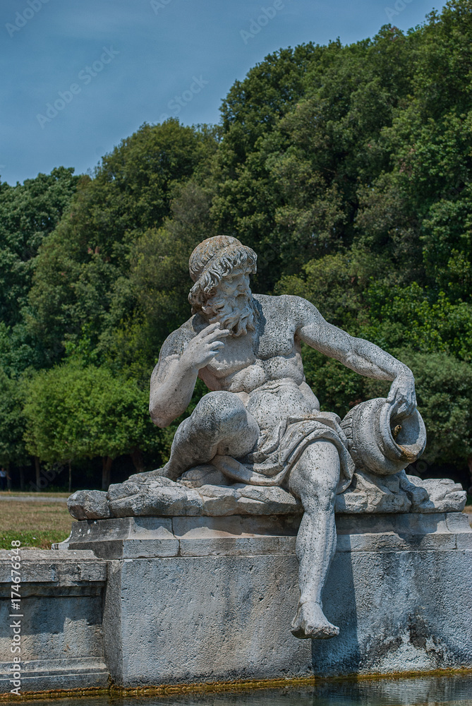 Statue fountain of Cerere Royal Palace gardens in Caserta