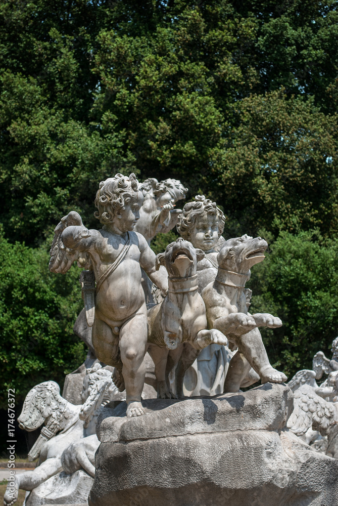 Statue of Cherubini of Royal Palace gardens in Caserta