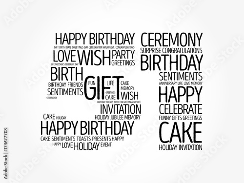 Happy 51st birthday word cloud collage concept