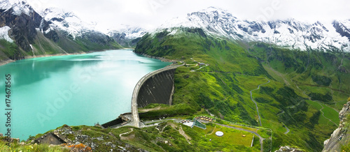 Panorama of alpine dam Mooserboden
