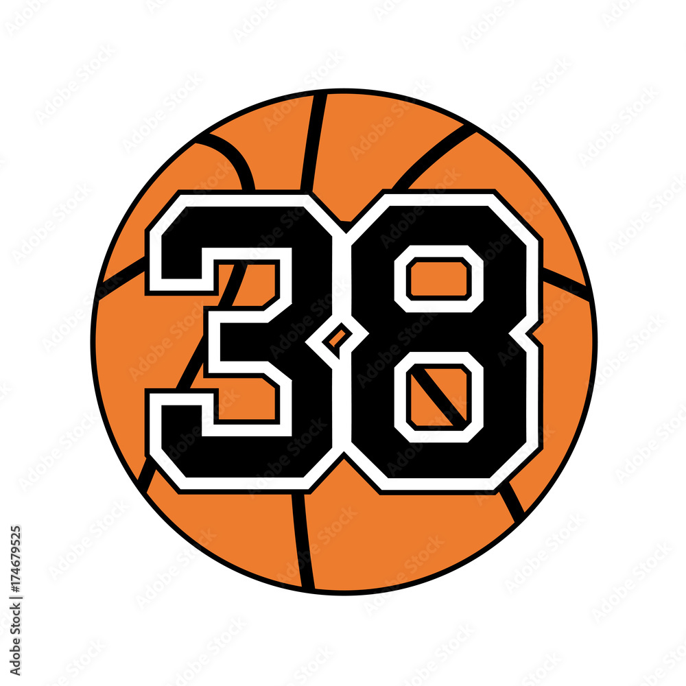 ball of basketball symbol with number 38 ball of basketball symbol with number 38
