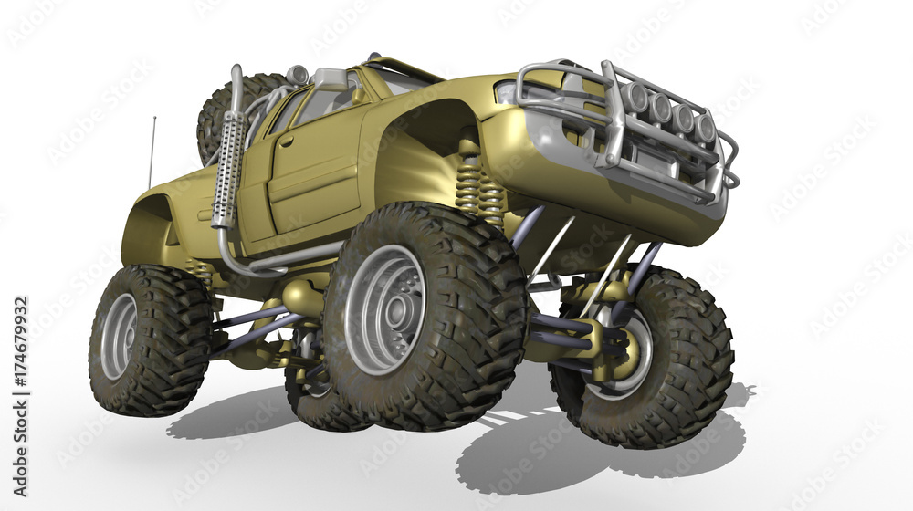 3d Monstertruck, Big Foot, Monster Truck freigestellt 3d Monstertruck, Big Foot, Monster Truck freigestellt
