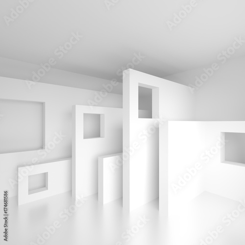 Abstract Architecture Design. White Modern Background. Minimal Building Construction