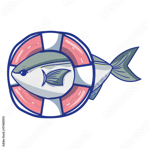fish with life buoy object design