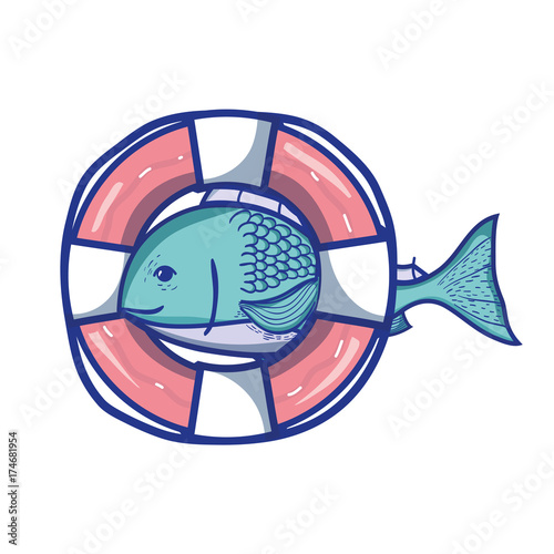 fish with life buoy object design