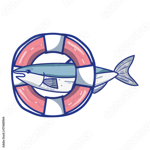 fish with life buoy object design