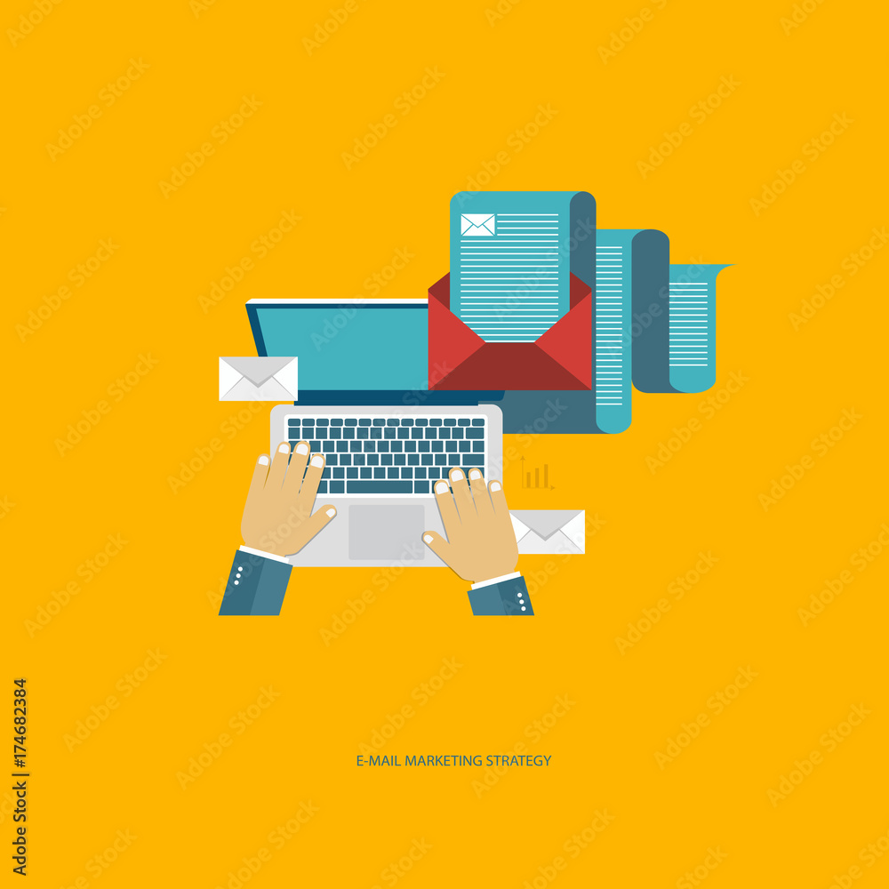 E mail marketing strategy concept. Flat vector illustration. E mail marketing strategy concept. Flat vector illustration.