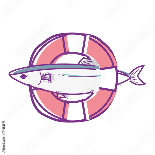 fish with life buoy object design