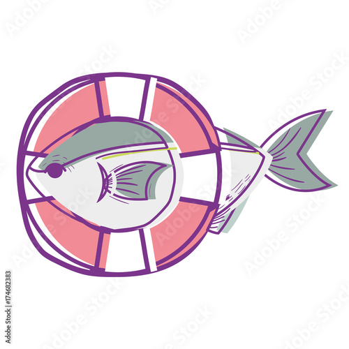 fish with life buoy object design