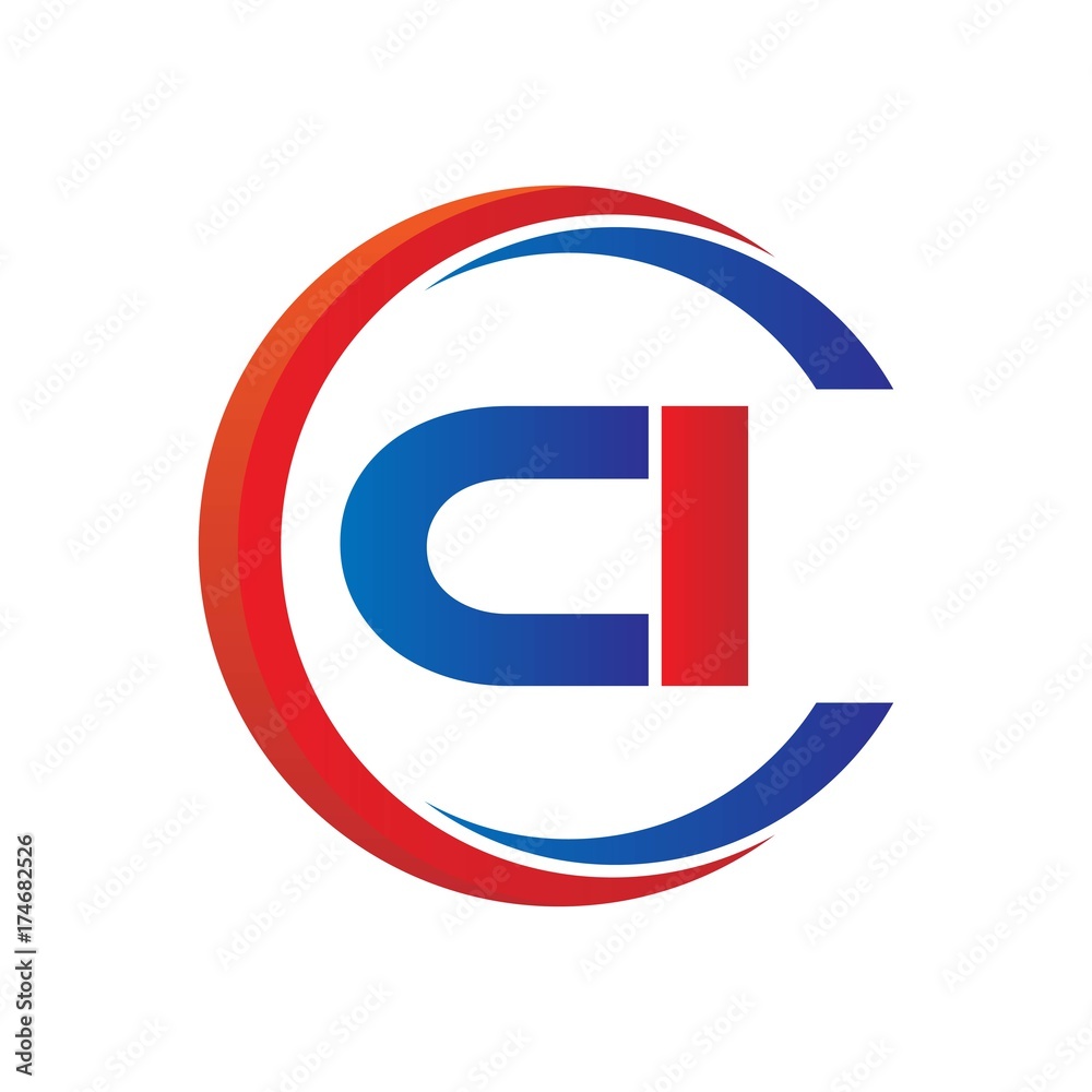 ci logo vector modern initial swoosh circle blue and red ci logo vector modern initial swoosh circle blue and red