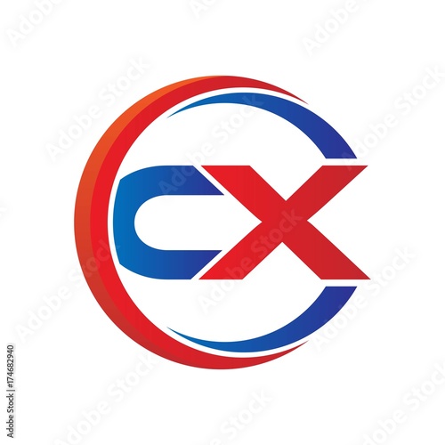 Free Download cx logo vector modern initial swoosh circle blue and red - GFXLoad