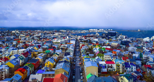 Reykjavik Iceland skyline from above photo