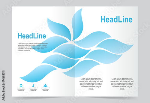 Blue and White Brochure template flyer design, abstract template for annual report, magazine, poster