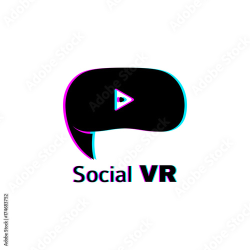 Social Virtual Reality Logo Concept. Modern Technology Symbol Template Isolated on White Background. Vector Illustration with Label for VR community.