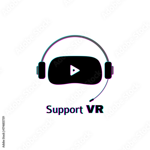 Virtual Reality Support Logo Concept. Modern Technology Symbol Template Isolated on White Background. Vector Illustration with Label for VR Service or Call Center.