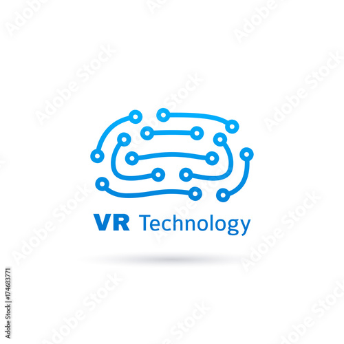 Virtual Reality Logo Template. Modern Technology Symbol Template Isolated on White Background. Vector Illustration with Label for VR Company.