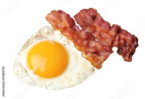 Fried eggs and bacon . Breakfast