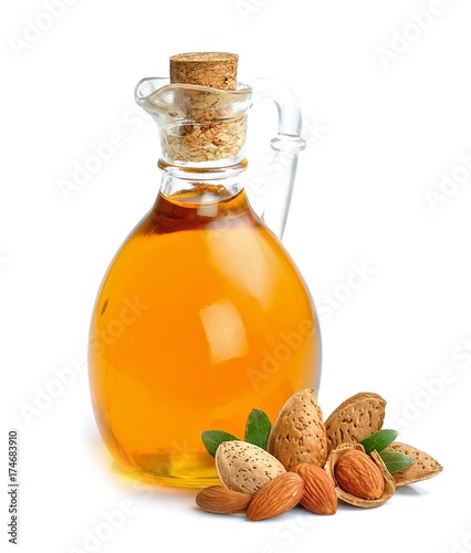 Almonds oil closeup.
