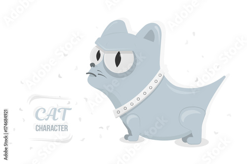Cat angry stare big eyes. Cartoon character for animation or print. Trendy style for graphic design, Web site, social media, user interface, mobile app.