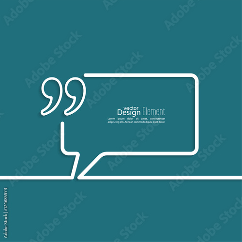 Quotation Mark Speech Bubble  and Chat symbol. Outline.