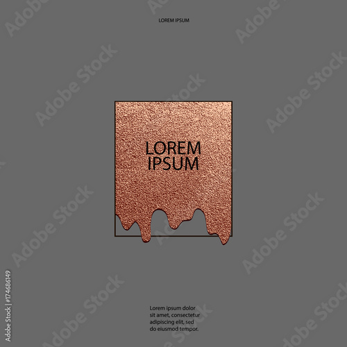 Modern and stylish minimal design. Copper glossy background. Metallic texture. Bronze metal.