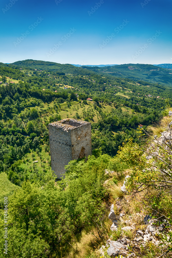 Naklejka premium a medieval fortification in Milesevac in Serbia