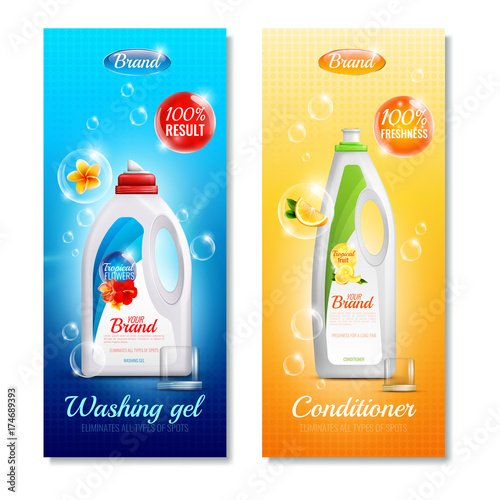 Detergents Clothes Vertical Banner Set