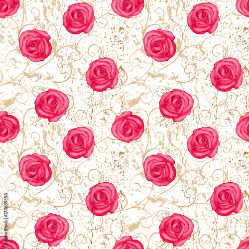 Damask roses seamless pattern © Olga