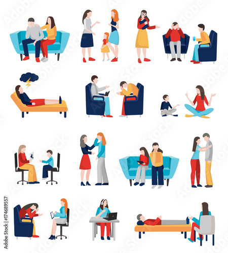 Family Psychologist Characters Set