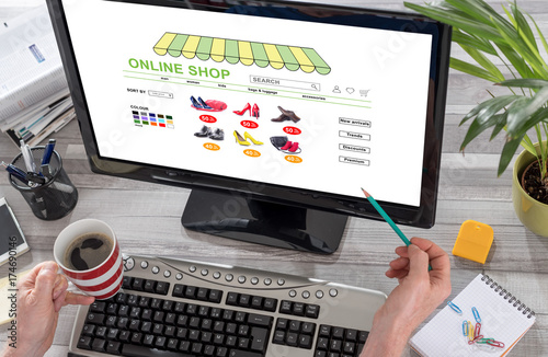 Online shop concept on a computer
