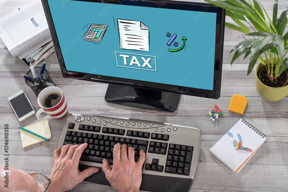 Tax concept on a computer Tax concept on a computer