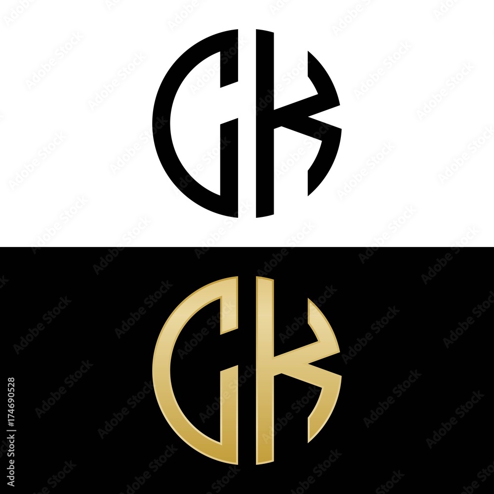 ck initial logo circle shape vector black and gold