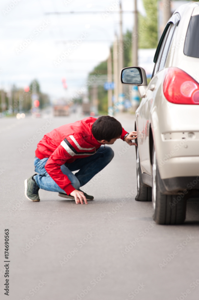 custom made wallpaper toronto digitalMale driver having car troubles on cityroad