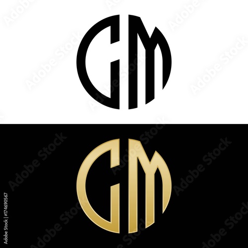 cm initial logo circle shape vector black and gold