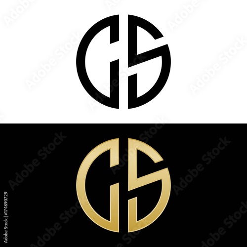 cs initial logo circle shape vector black and gold