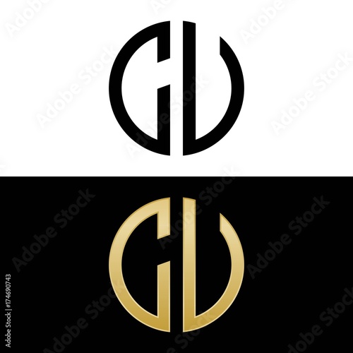 cu initial logo circle shape vector black and gold