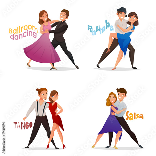 Dancing Pairs Retro Cartoon Set