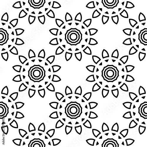Seamless floral black and white pattern for fabrics and wallpapers
