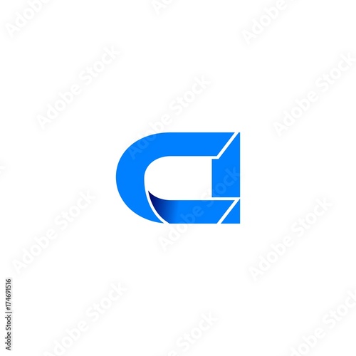 ci logo initial logo vector modern blue fold style