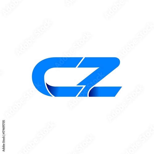 cz logo initial logo vector modern blue fold style