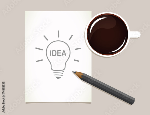 idee mit stift aufzeichnen beim kaffee