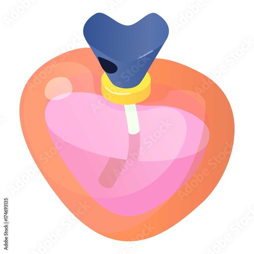 Heart bottle perfume icon, isometric 3d style