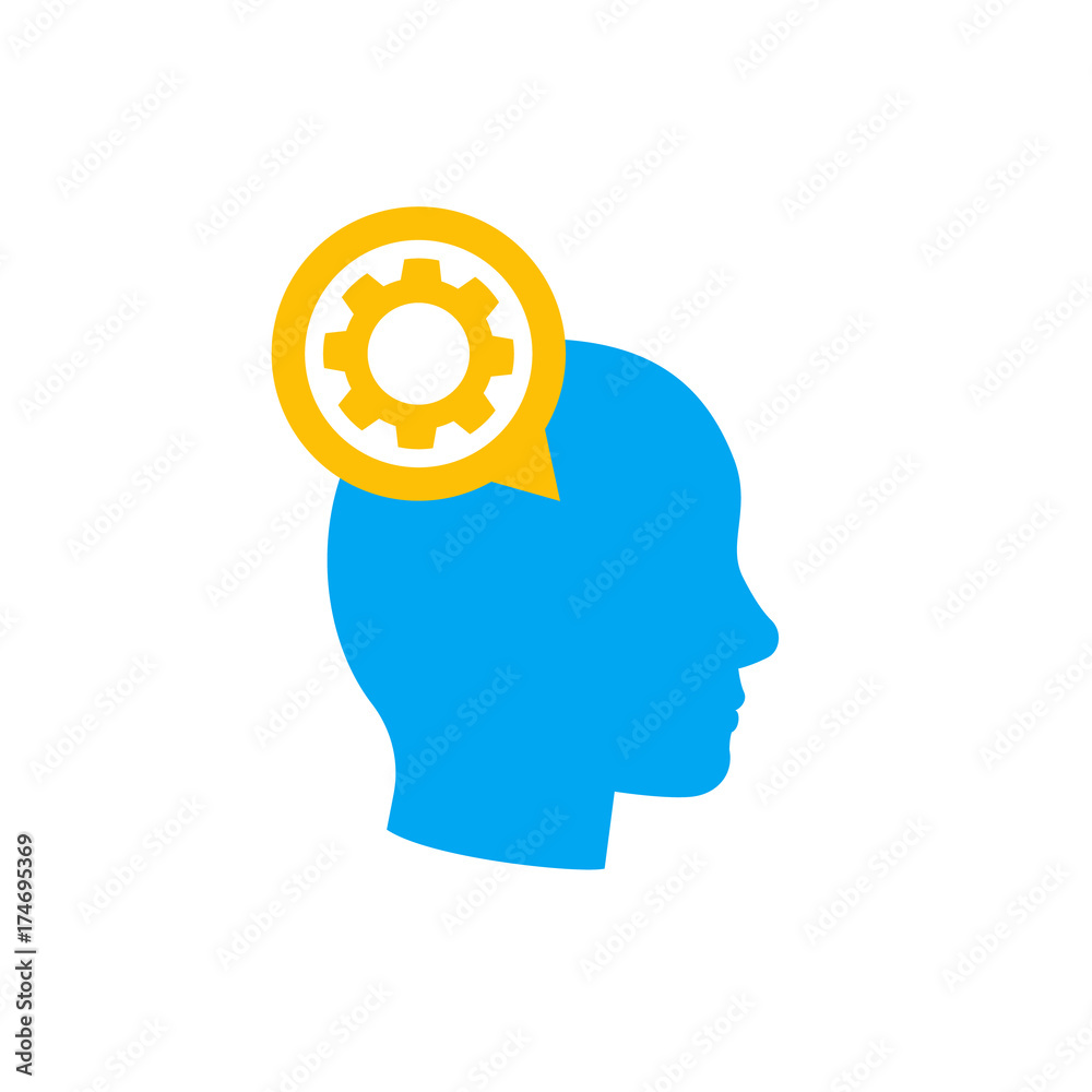 gear in head, thinking icon