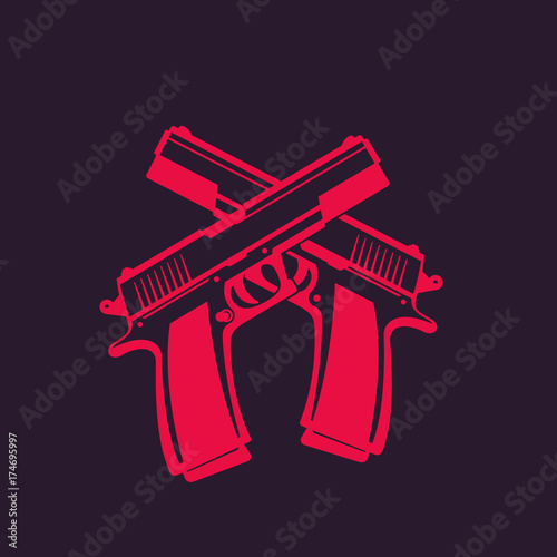 semi-automatic pistols, two crossed handguns